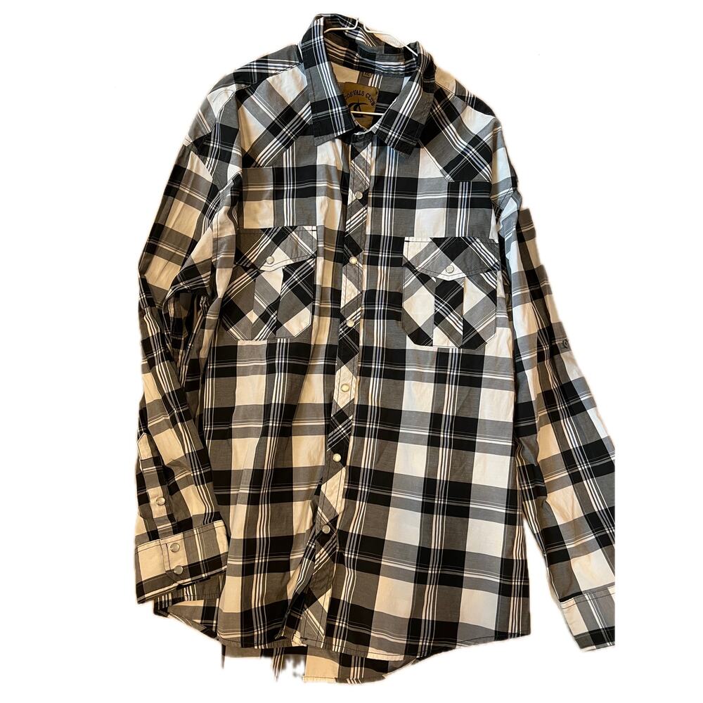 Coevals Club Black White Checked Button Down Shirt Mens XXL